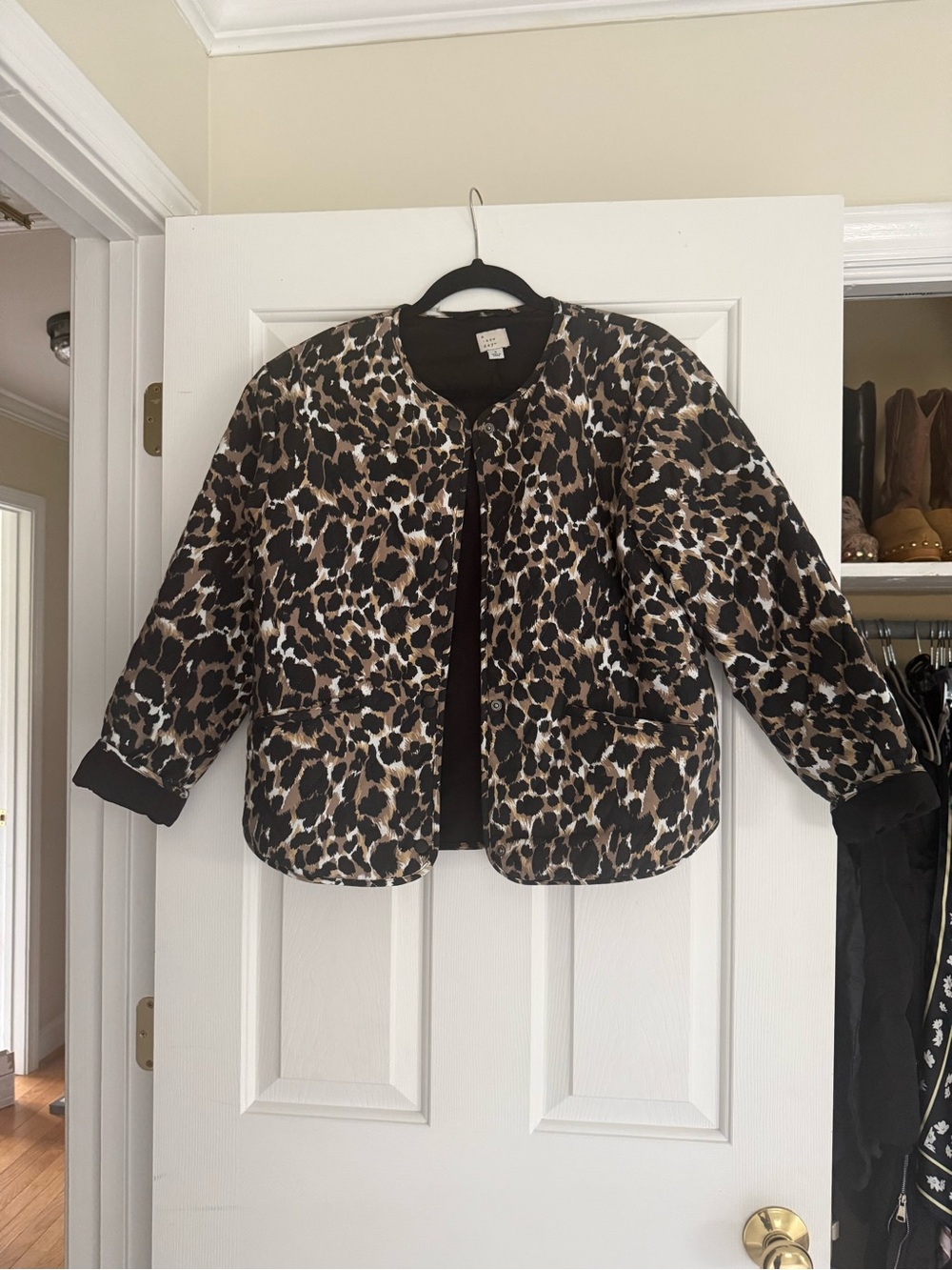 a new day Leopard Print Quilted Bomber Jacket - Brown/Black